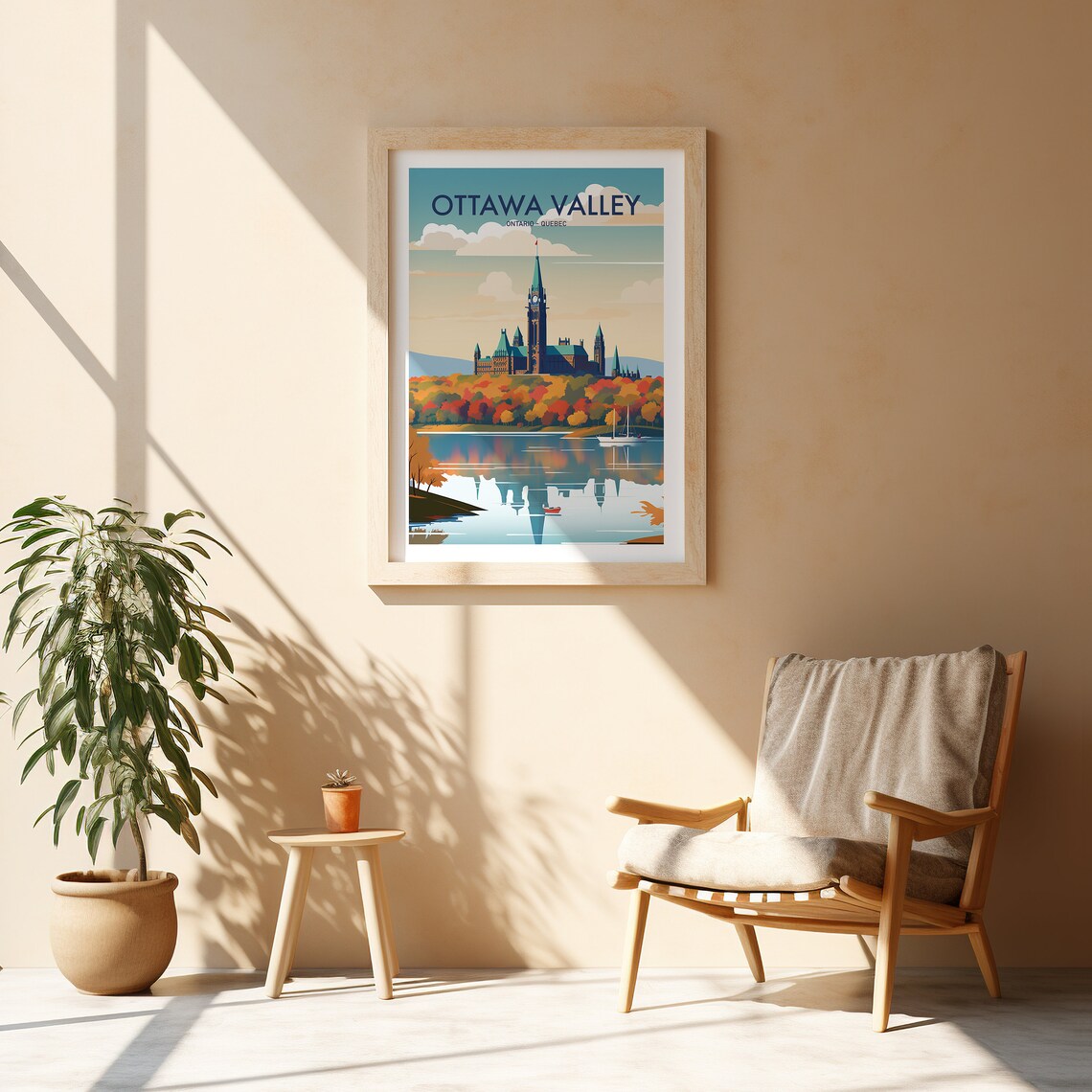 Ottawa Valley Parliament Hill Autumn Reflection Travel Poster - Image 2