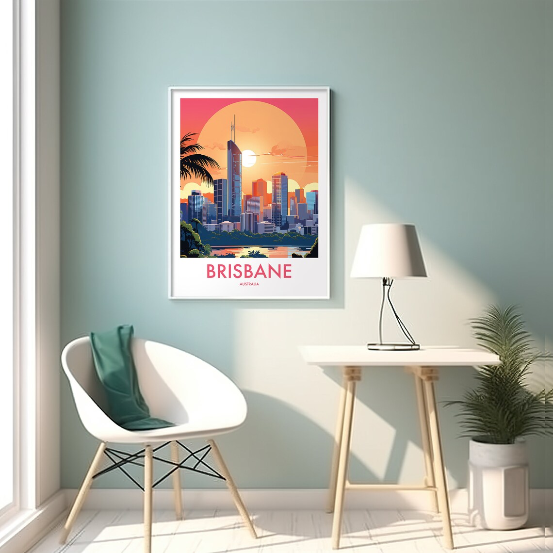Brisbane Australia City Skyline River Sunset Vintage Travel Poster - Image 2