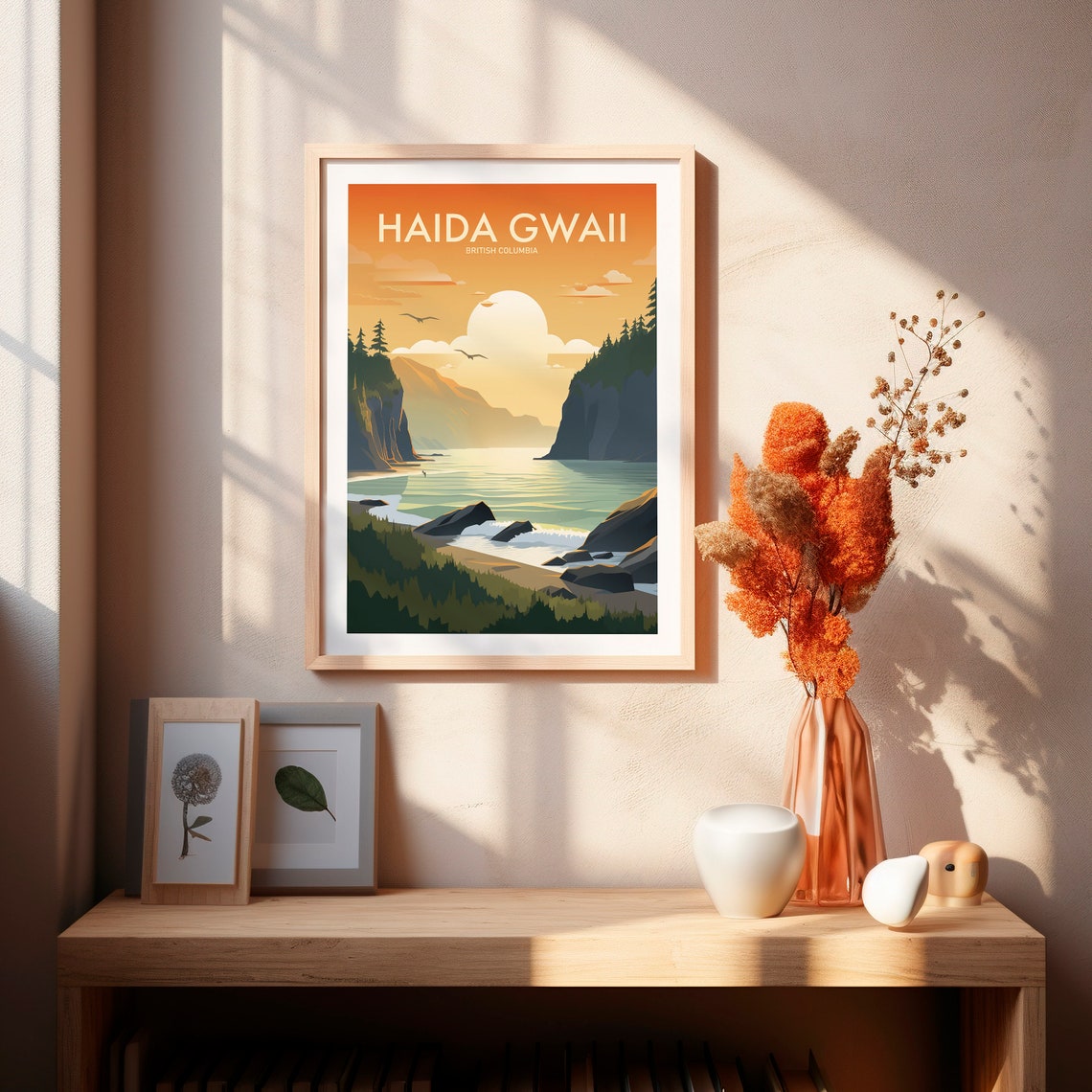 Haida Gwaii British Columbia Coastal Sunset Retro Travel Poster - Image 2