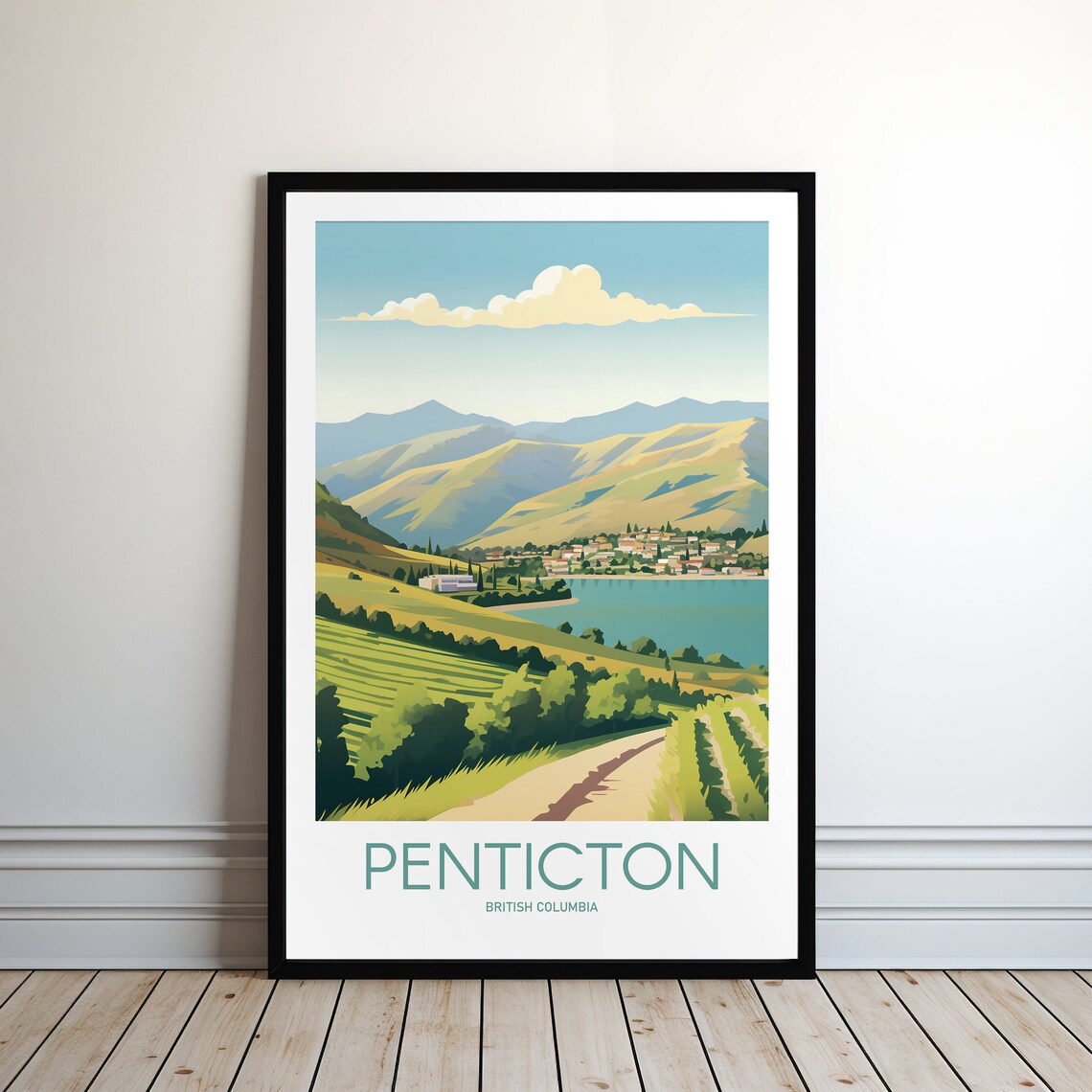 Penticton British Columbia Vineyard Lake Hills Retro Travel Poster - Image 2
