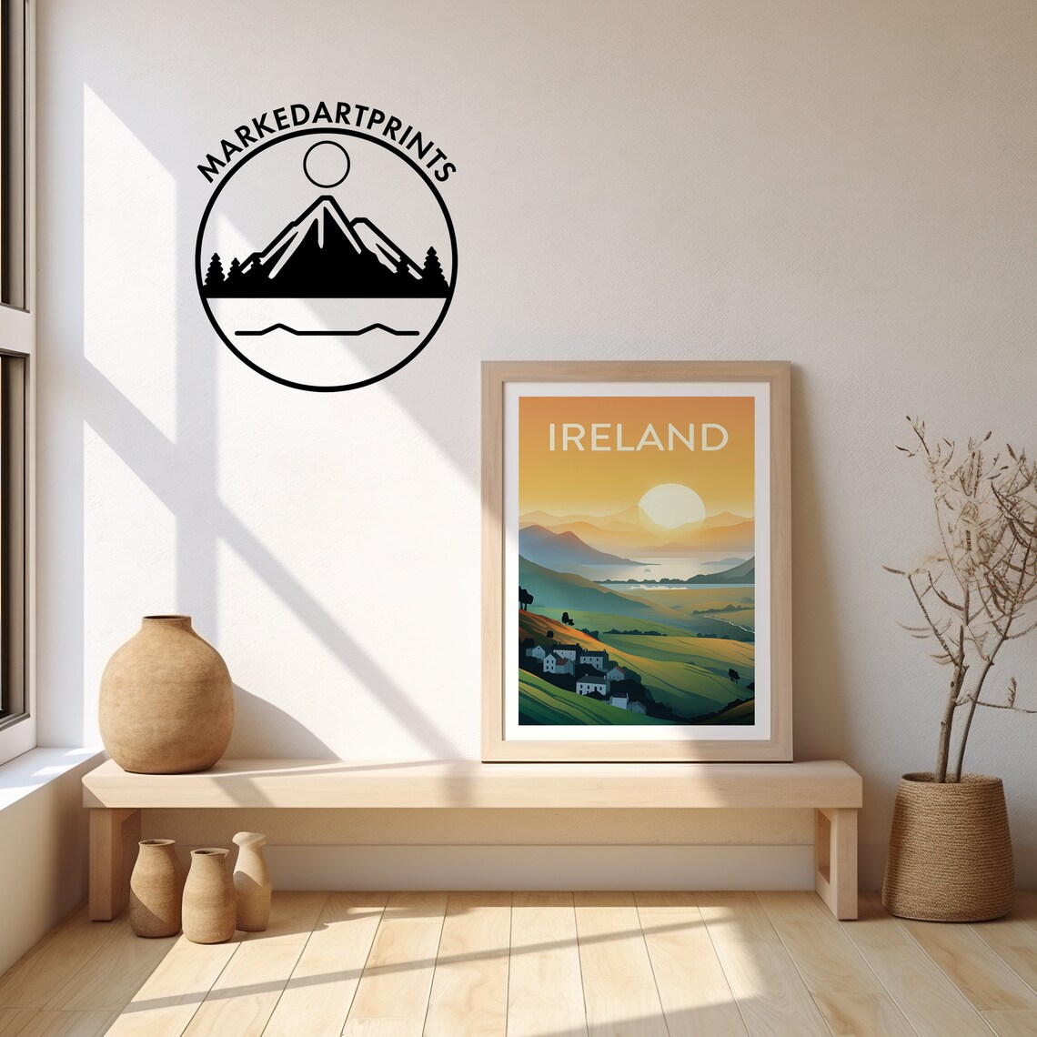 Ireland Rolling Green Hills Sunset Retro Style Travel Poster - Image 2