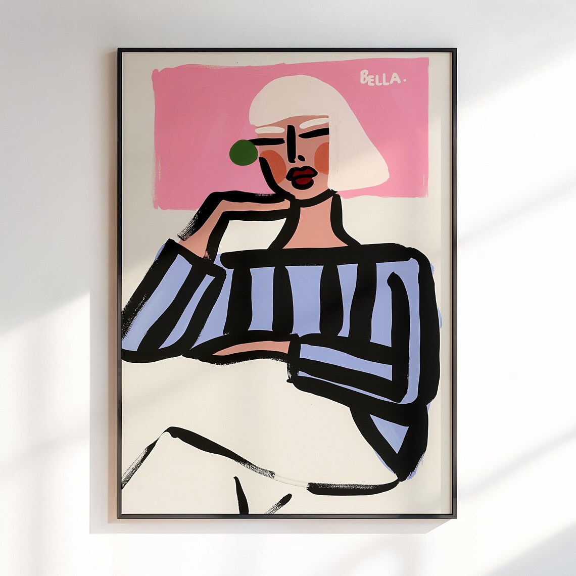 Bella Abstract Woman Portrait Pink Pop Art Dopamine Wall Poster