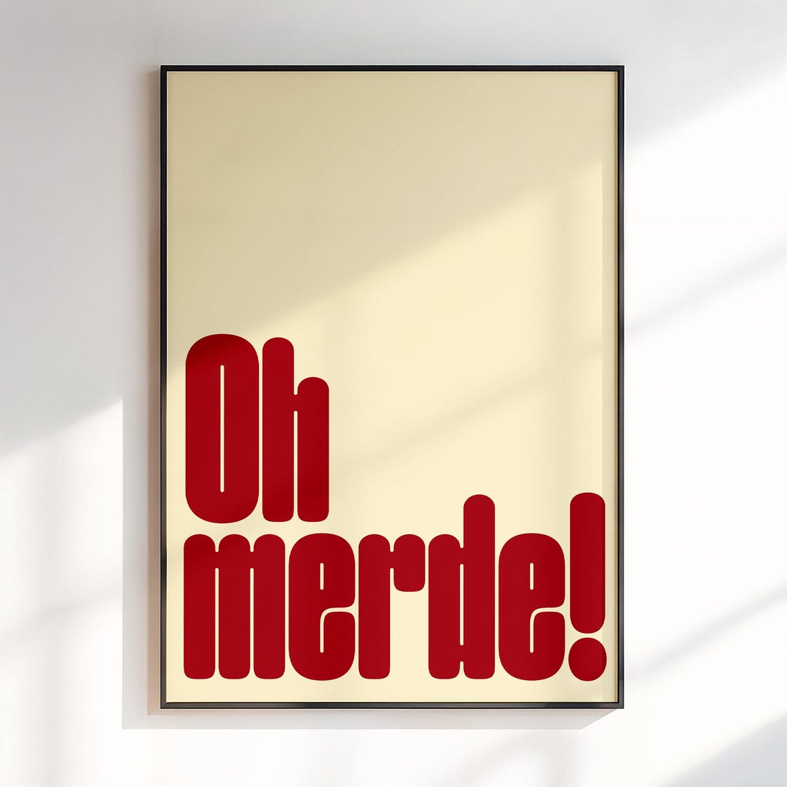 Oh Merde Bold Red French Typography Retro Maximalist Fun Poster