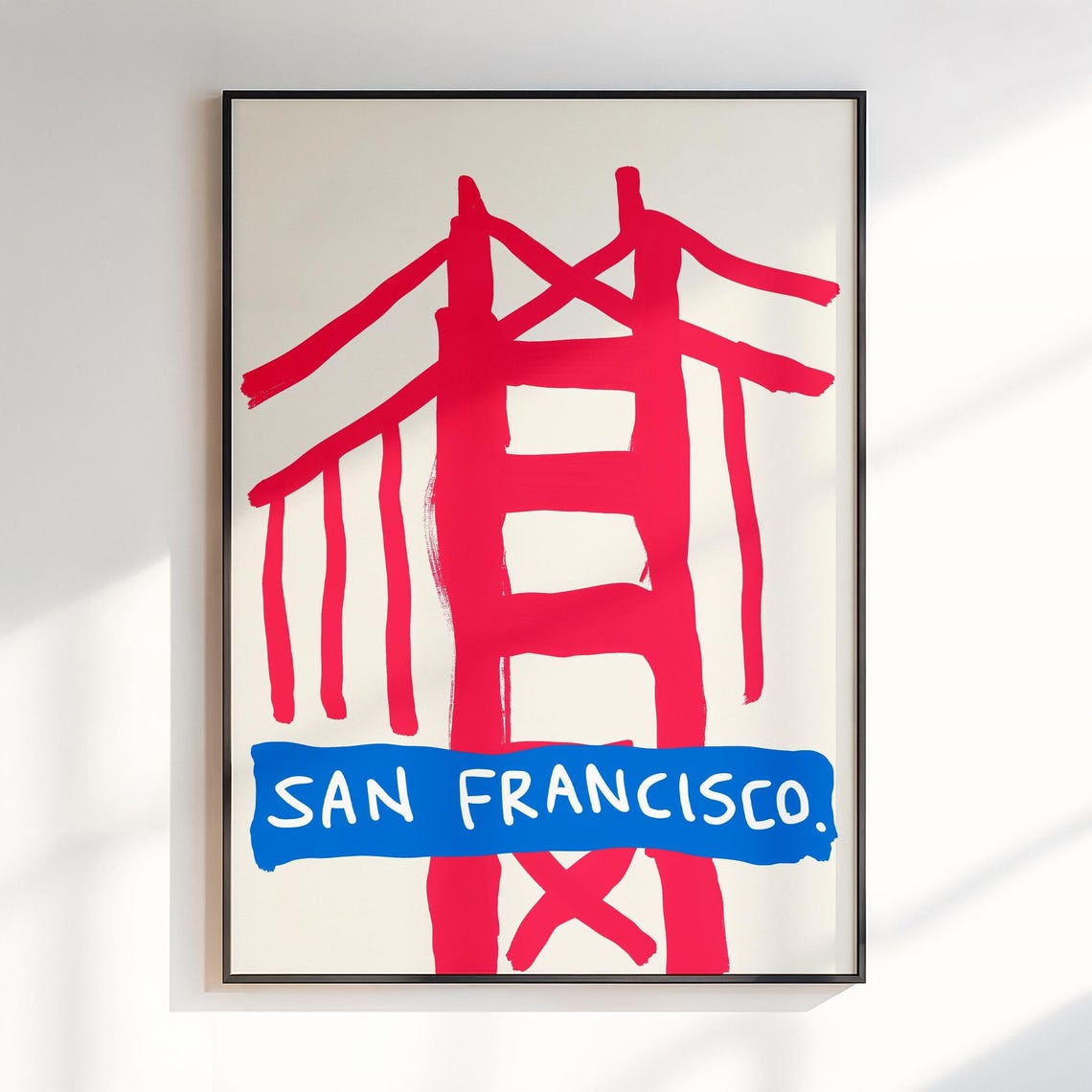 San Francisco Golden Gate Blue Banner Modern City Travel Poster