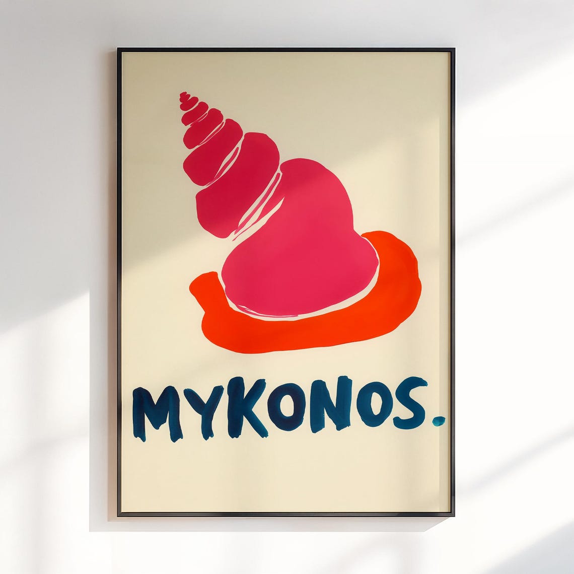 Mykonos Greece Red Shell Abstract Modern Travel Style Art Poster