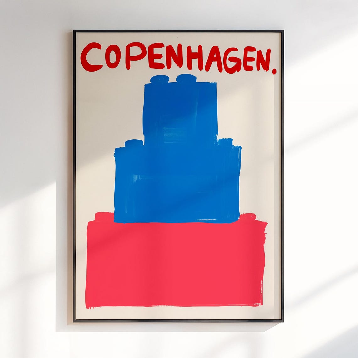 Copenhagen Primary Color Block Abstract Maximalist City Poster