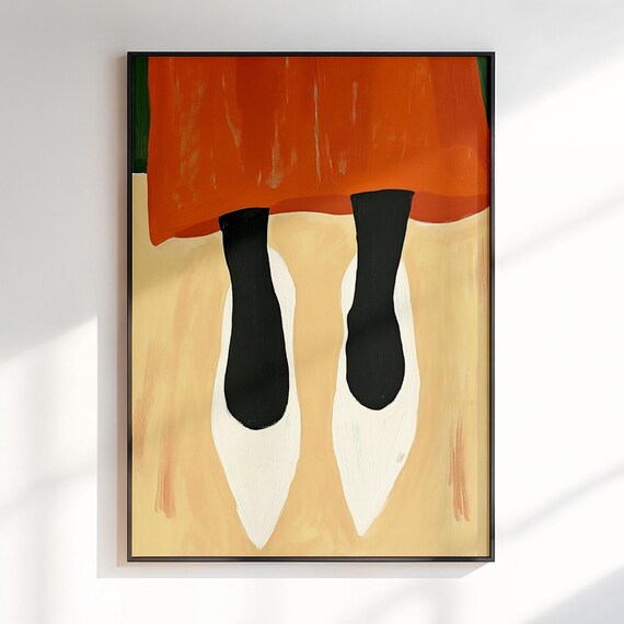 Women Wall Art Maximalist Dopamine Decor White Shoes Poster Print Livingroom Preppy