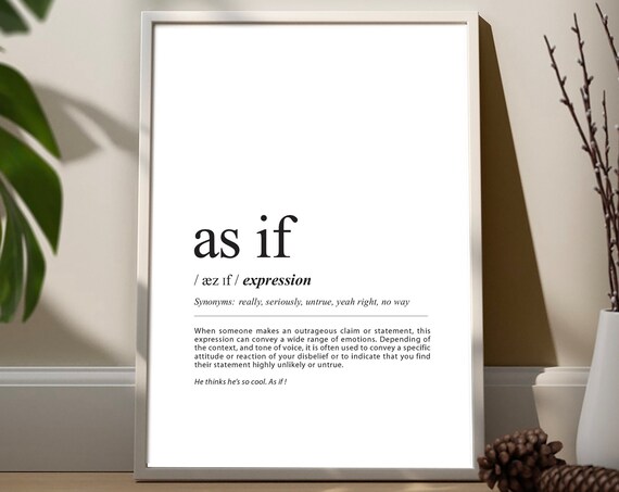 As If Definition Typography Sarcastic Expression Minimalist Poster