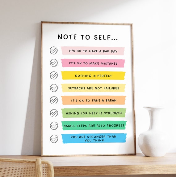 Note To Self Motivational Quotes Art Print