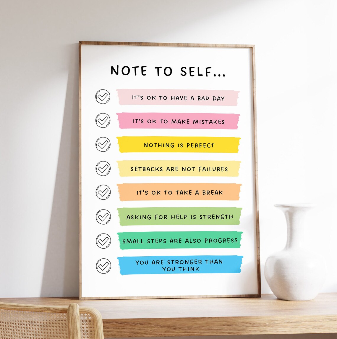 Note To Self Motivational Quotes Art Print