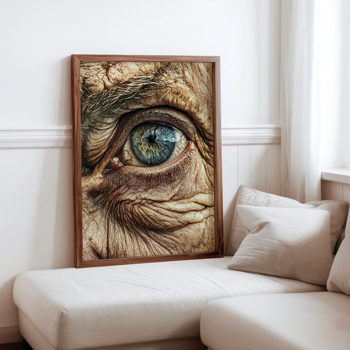 Weathered Elderly Eye Blue Iris Macro Hyperrealist Portrait Poster