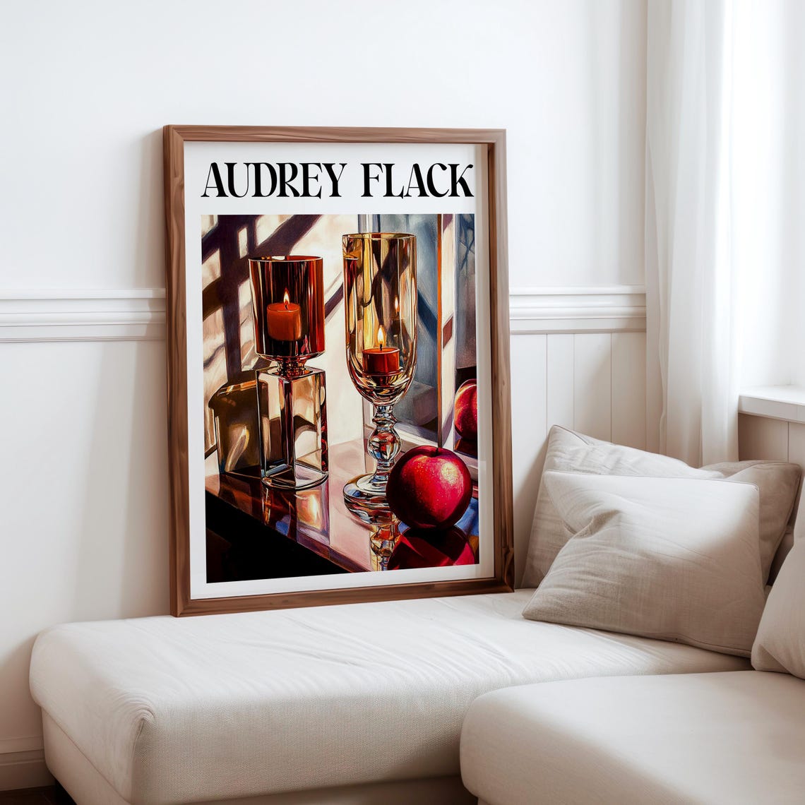 Audrey Flack Inspired Amber Glass Candle Holders Red Apple Poster