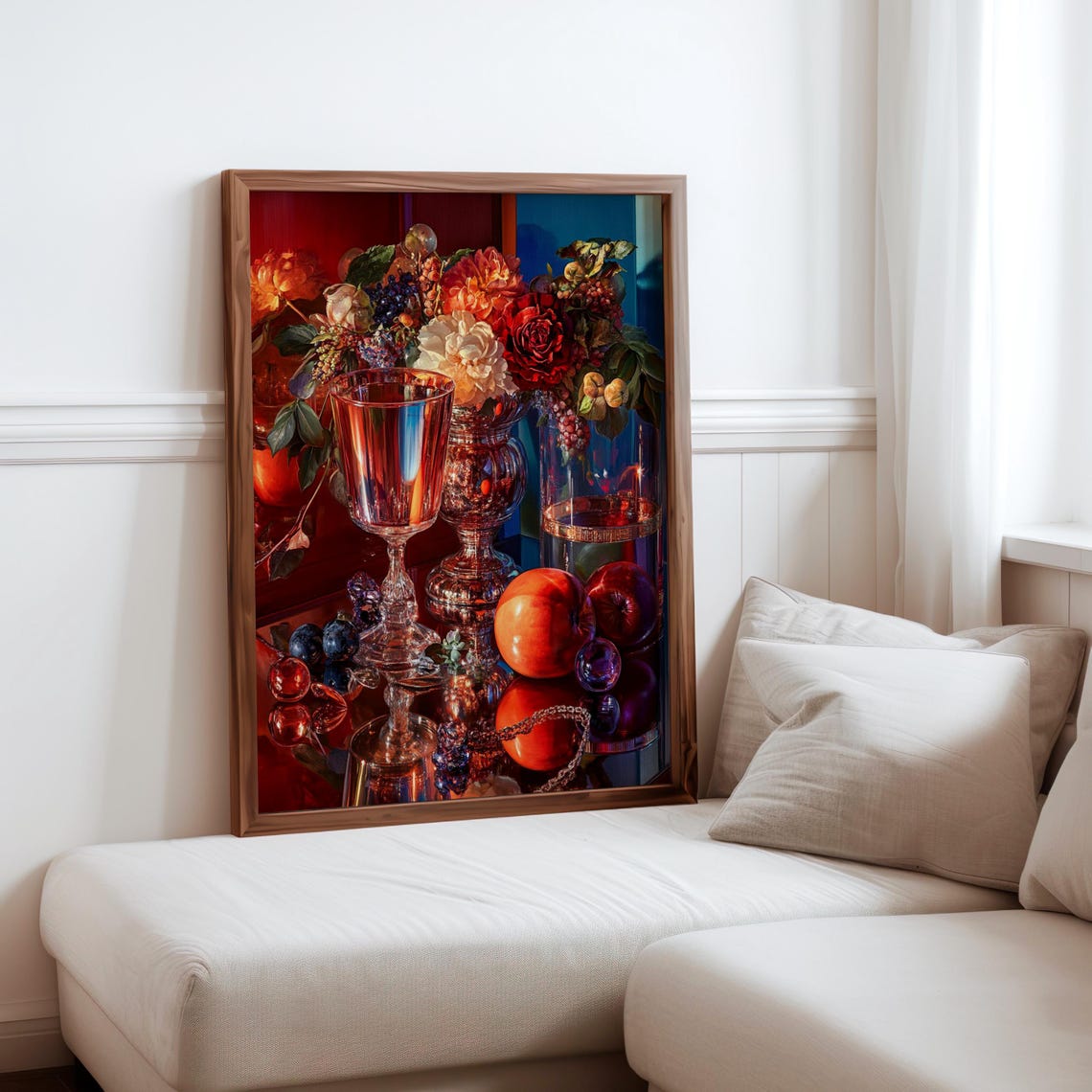 Amber Goblets with Flower Arrangements Still Life Art Poster