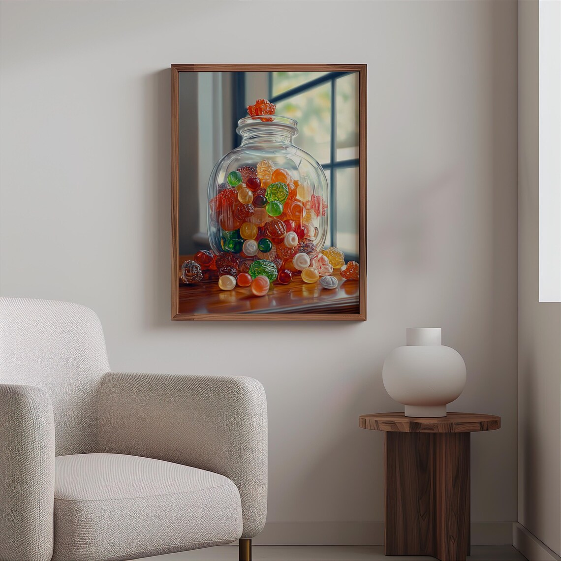 Colorful Rock Candy Glass Jar Window Still Life Photorealism Poster - Image 2