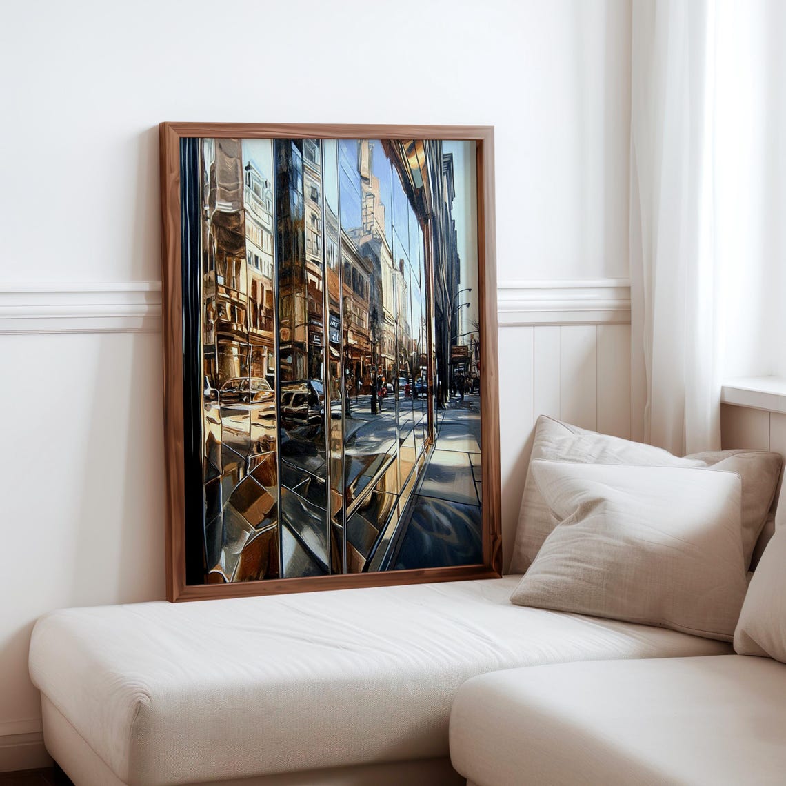 Photorealistic Curved Mirror Skyscraper Street Reflections City Poster