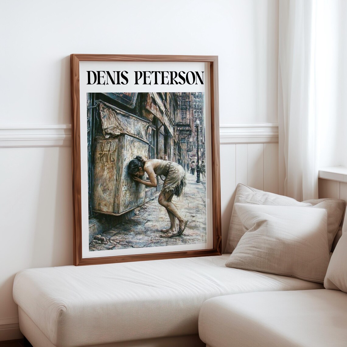 Denis Peterson Woman Leaning Graffiti Door City Alley Painting Poster