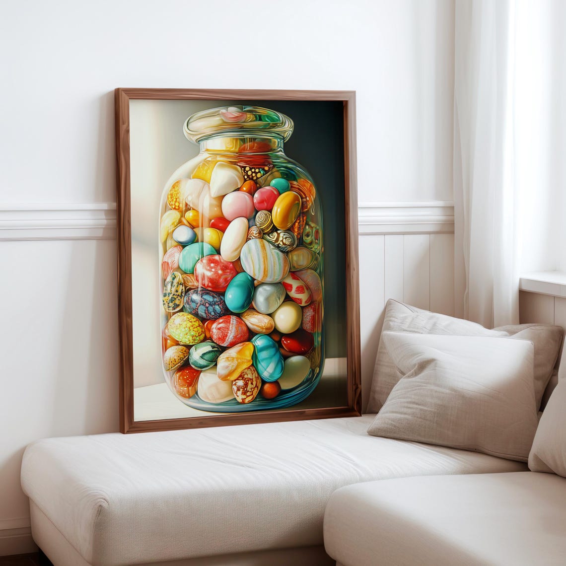 Decorated Patterned Eggs Glass Jar Still Life Photorealism Art Print