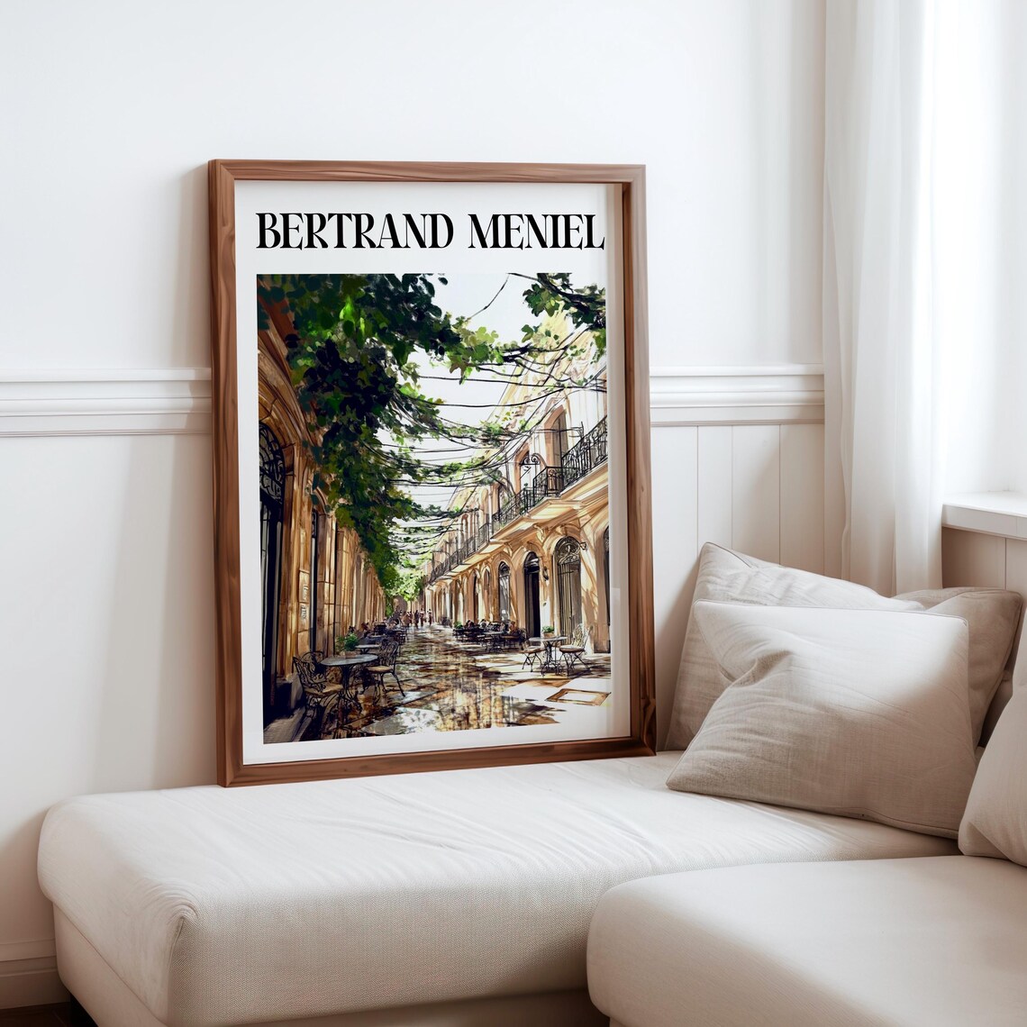 Bertrand Meniel Inspired Parisian Cafe Street Rain Reflections Poster