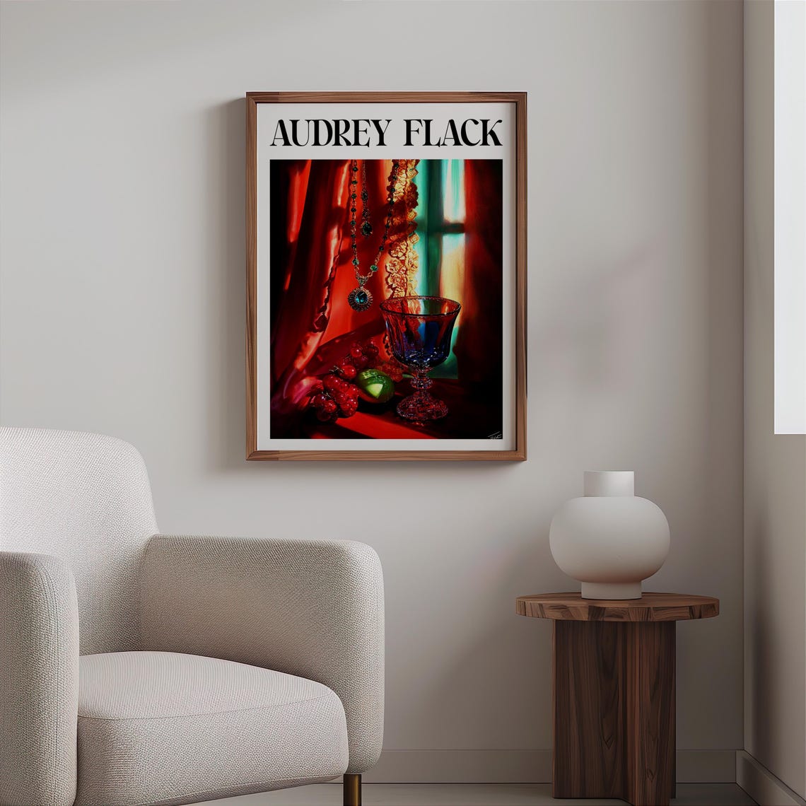 Audrey Flack Blue Glass Grapes Jewelry Drapery Still Life Art Print - Image 2