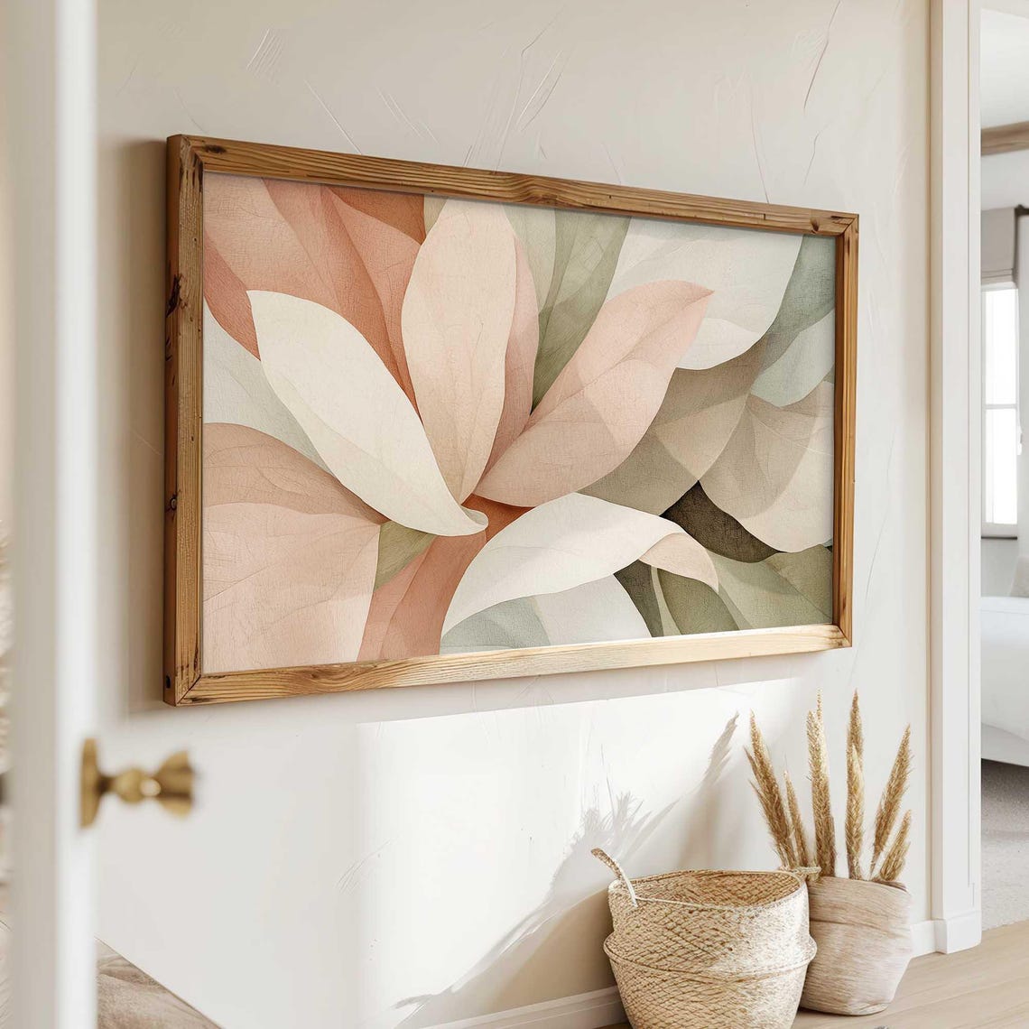 Peach Cream Abstract Petals Soft Botanical Watercolor Art Print - Image 3