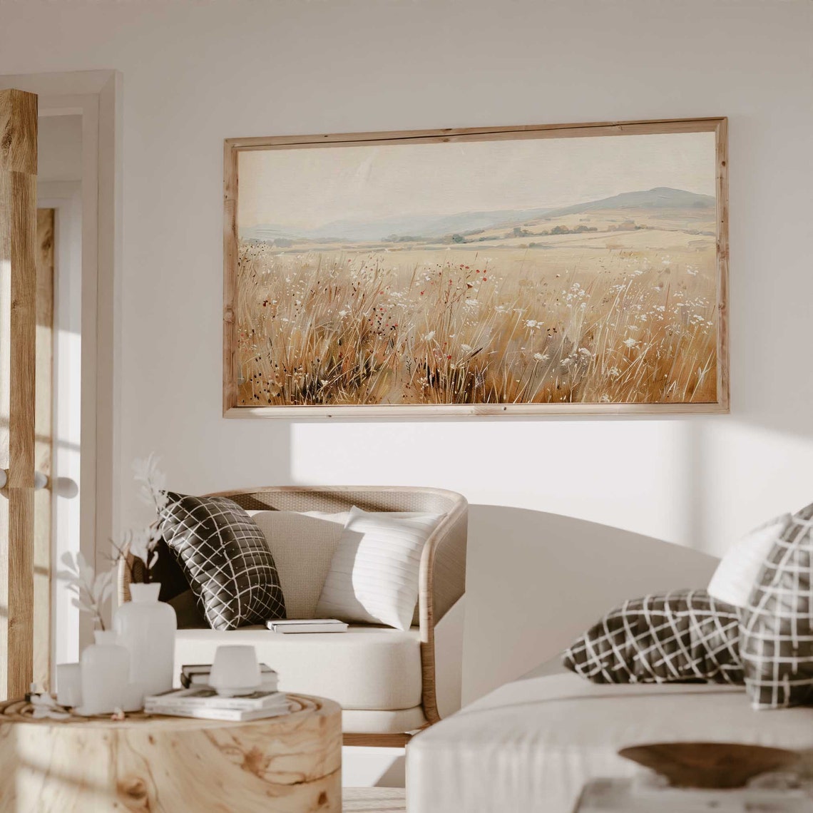 Calm Golden Meadow Field Minimalist Countryside Landscape Poster - Image 2