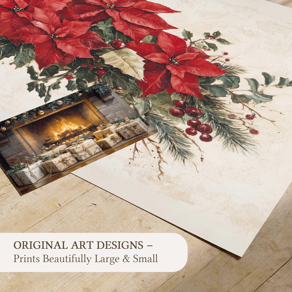 Nine Piece Christmas Gallery Wall Bundle Festive Watercolor Poster - Image 5