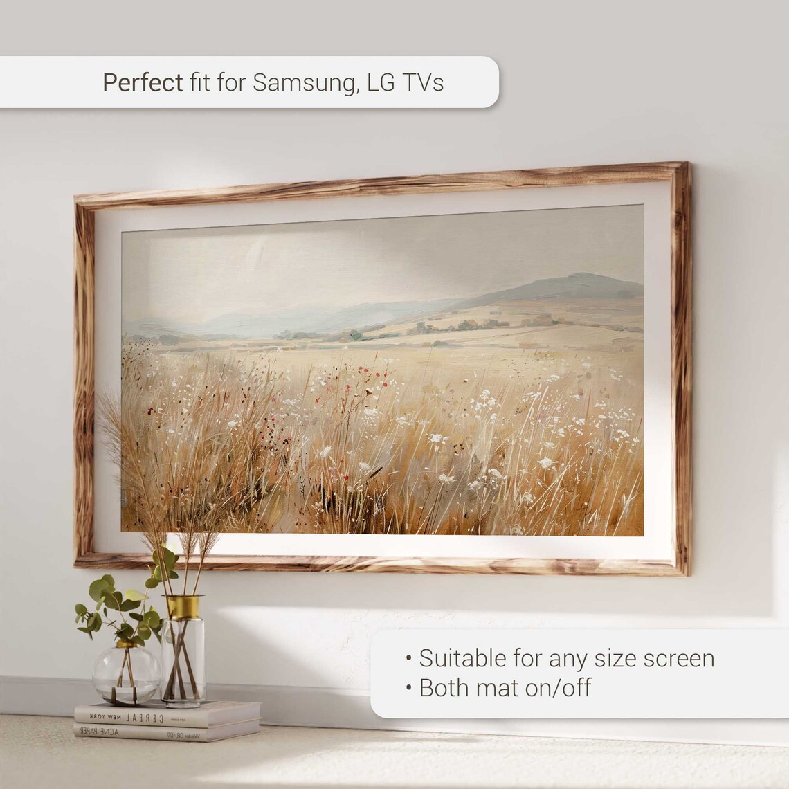 Calm Golden Meadow Field Minimalist Countryside Landscape Poster - Image 4