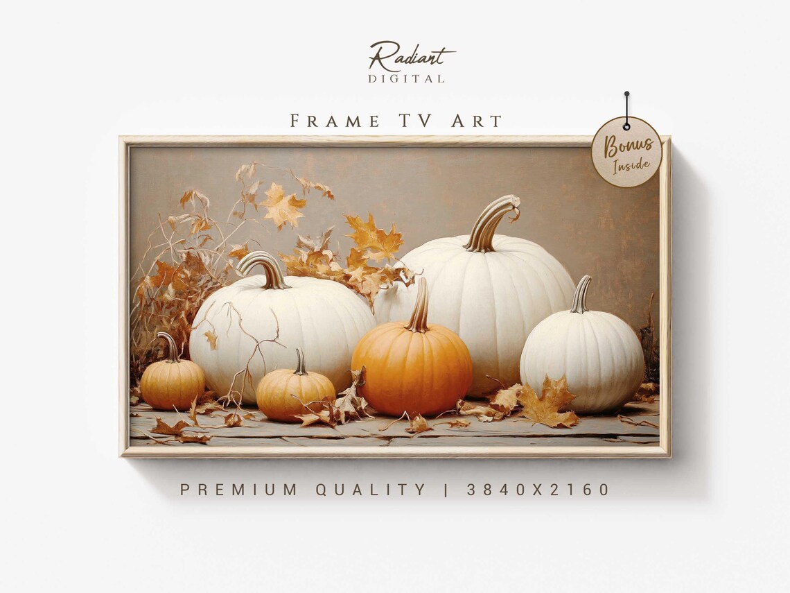 White Pumpkin Harvest Neutral Fall Still Life Autumn Wall Art