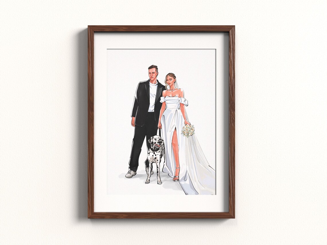 Glamorous Champagne Pop Wedding Couple Fashion Illustration Art Poster - Image 3