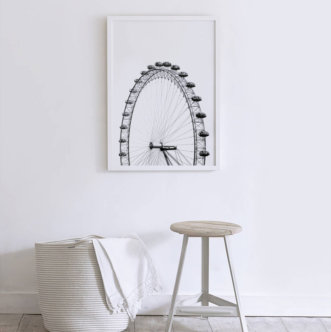 Ferris Wheel Minimalist Poster, Black and White Art - Image 2