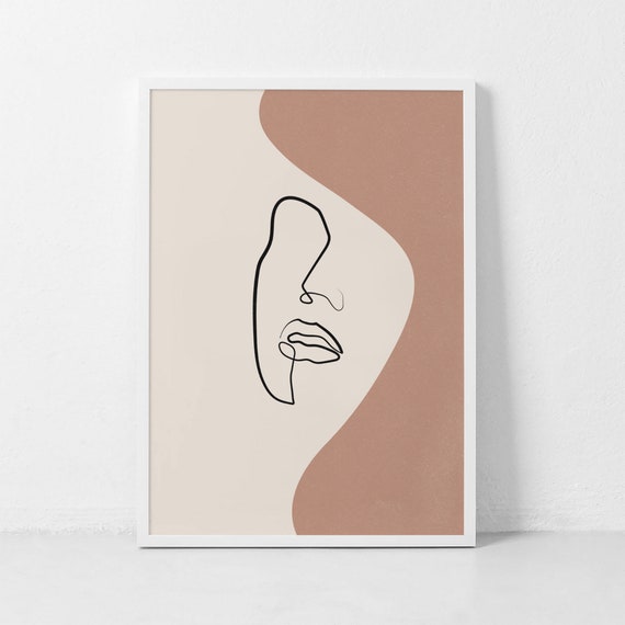 Minimalist Woman Face Line Art Drawing Abstract Modern Wall Art