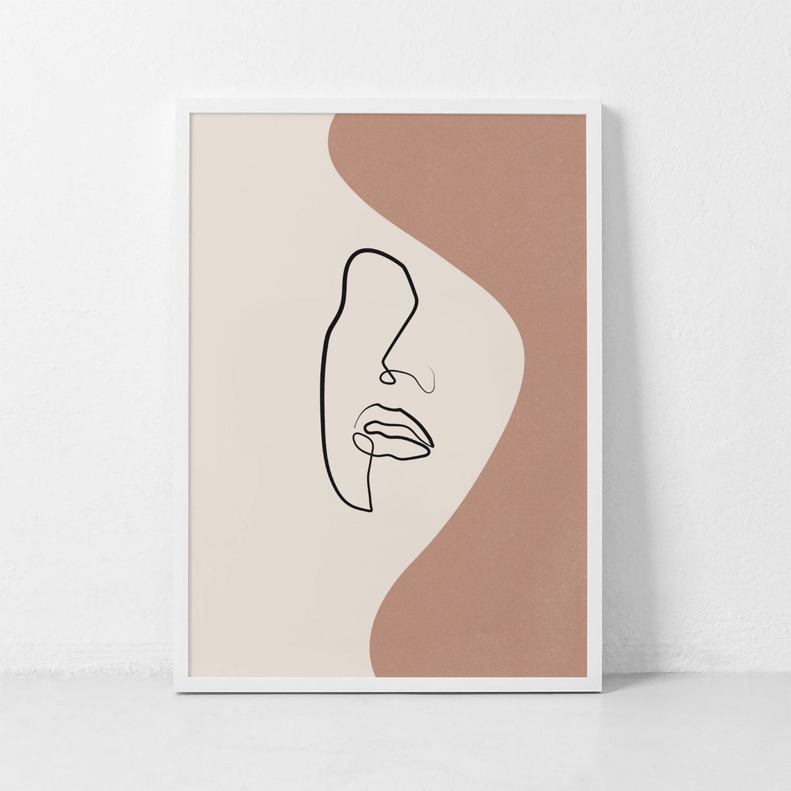 Minimalist Woman Face Line Art Drawing Abstract Modern Wall Art