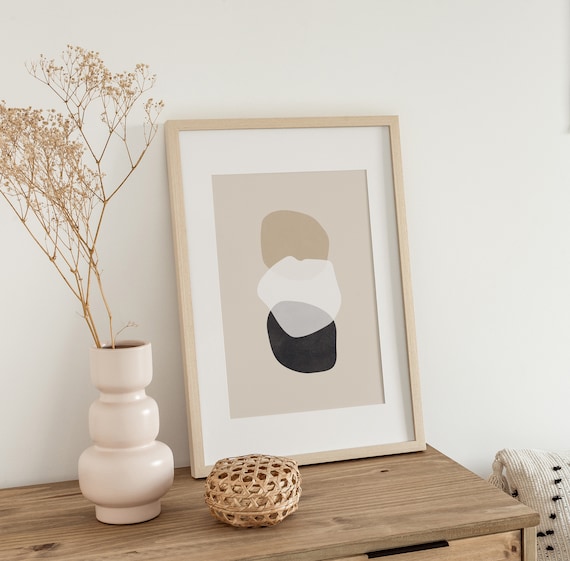 Beige Abstract Organic Neutral Shapes Boho Minimalist Poster