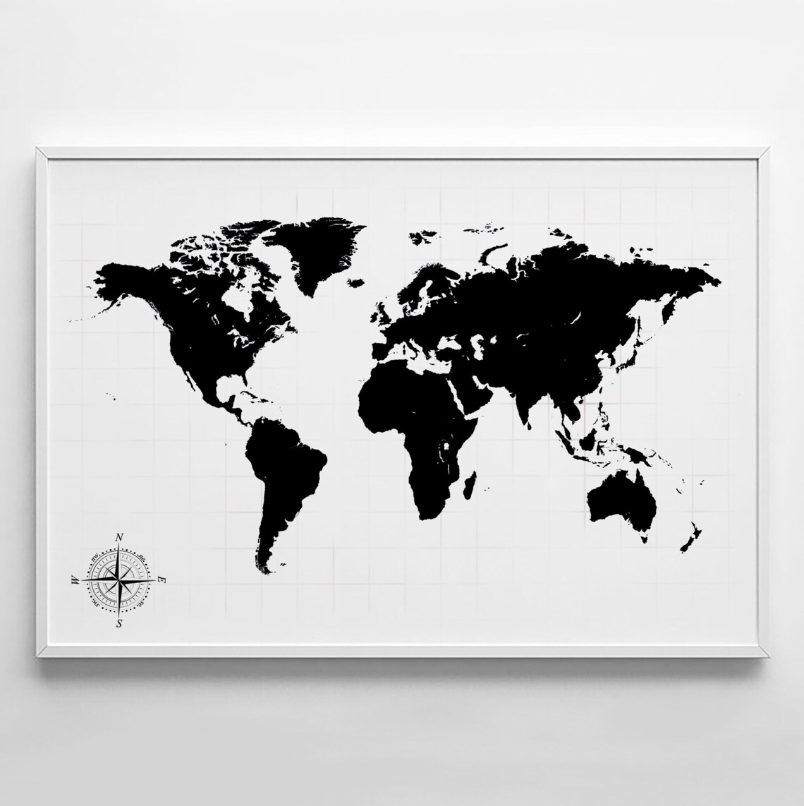World Map Wall Art Print, Scandinavian Print