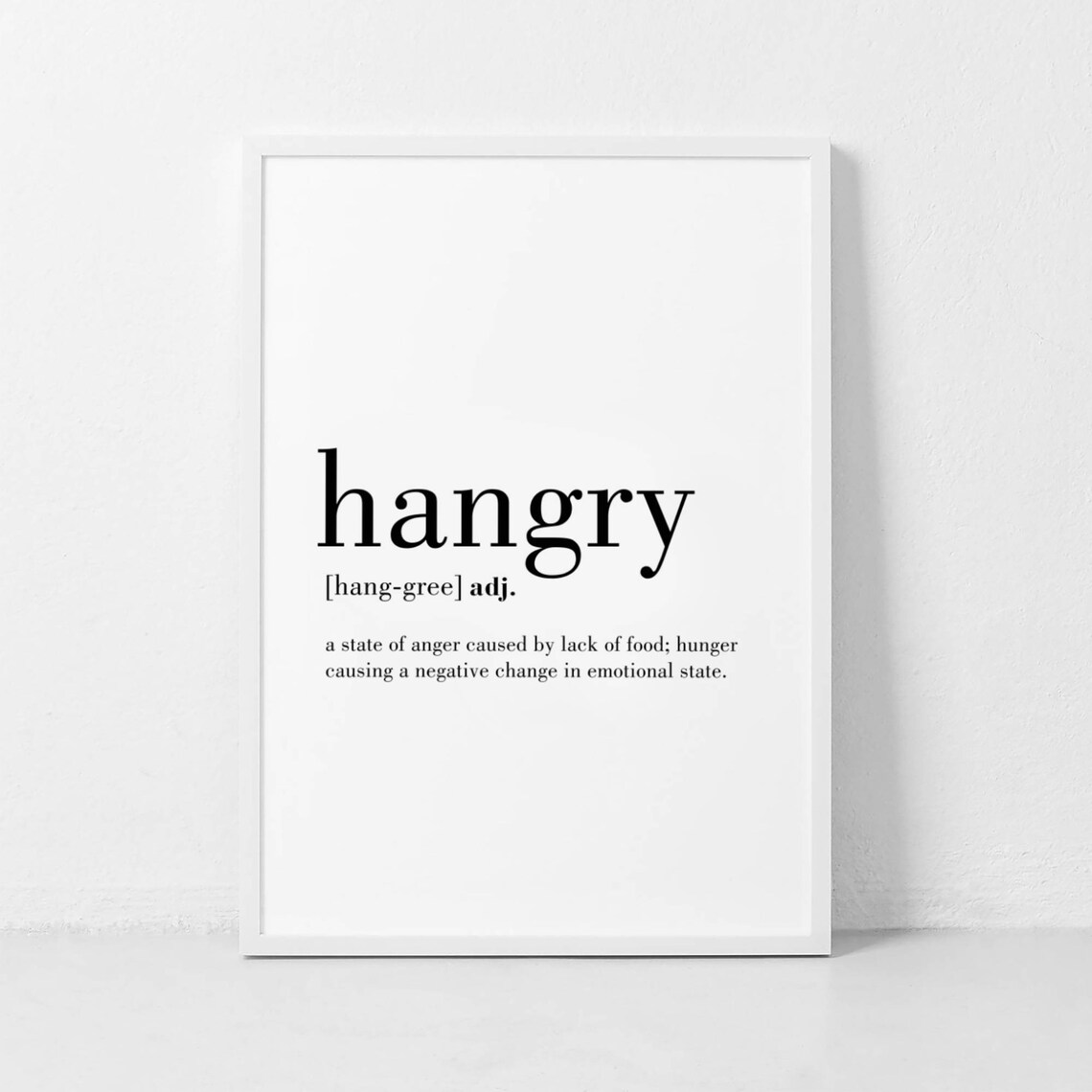 Hangry Definition Funny Kitchen Art Print
