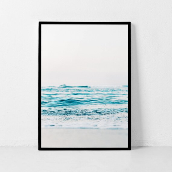 Calm Turquoise Ocean Horizon Gentle Waves Seascape Art Poster