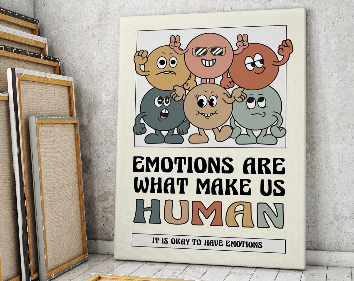 Emotions Are What Make Us Human Retro Cartoon Kids Affirmation Poster