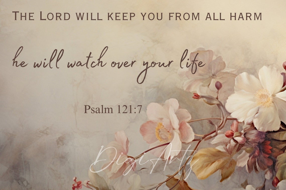 Psalm 121 Watch Over Your Life Floral Scripture Christian Poster - Image 6