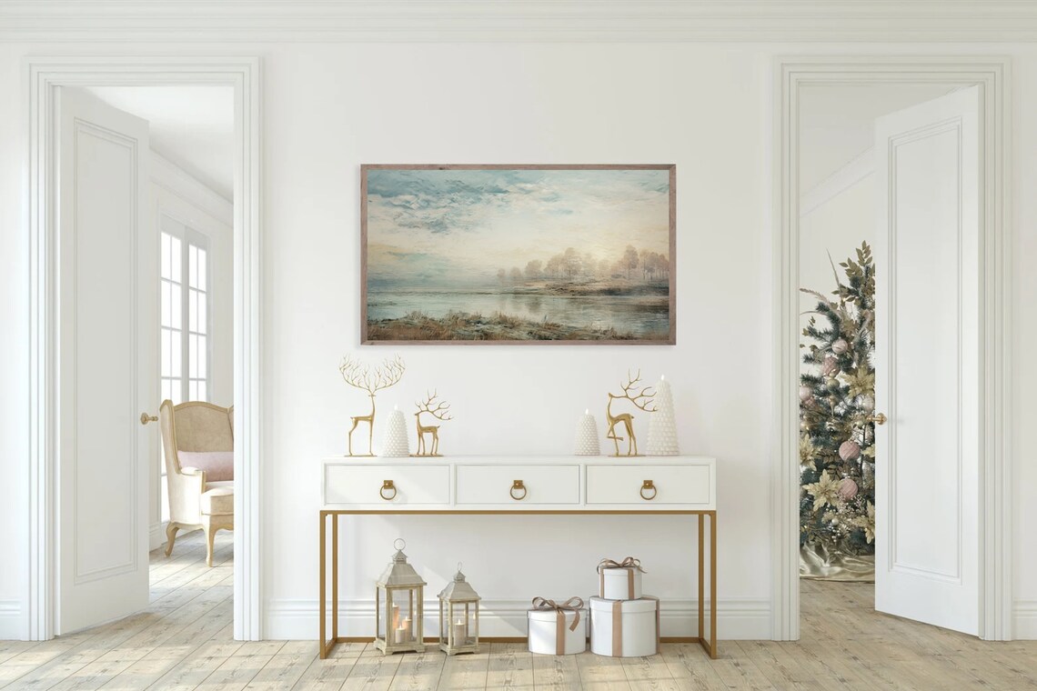 Misty Coastal Seascape Morning Fog Landscape Oil Painting Poster - Image 5
