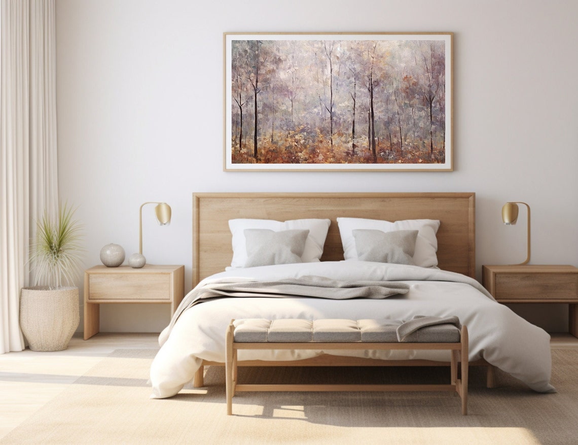 Moody Autumn Forest Of Bare Trees In Rustic Warm Tones Poster - Image 3
