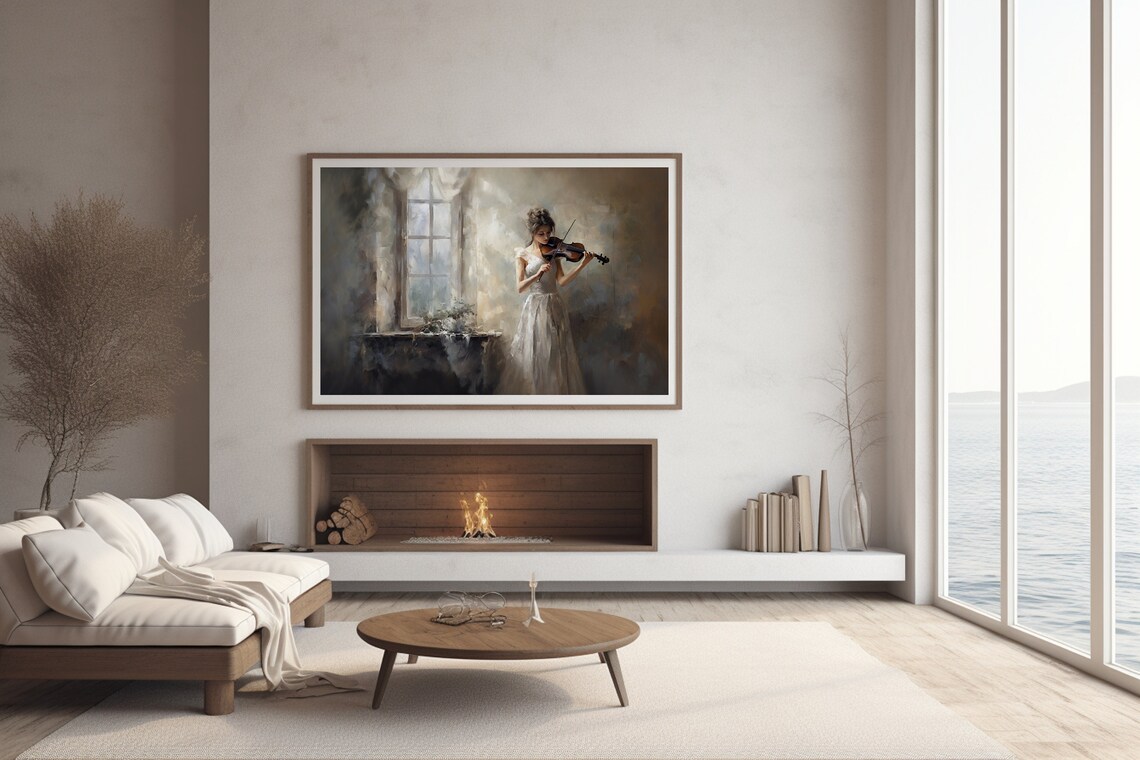 Woman Playing Violin, Moody Victorian Portrait Print - Image 3