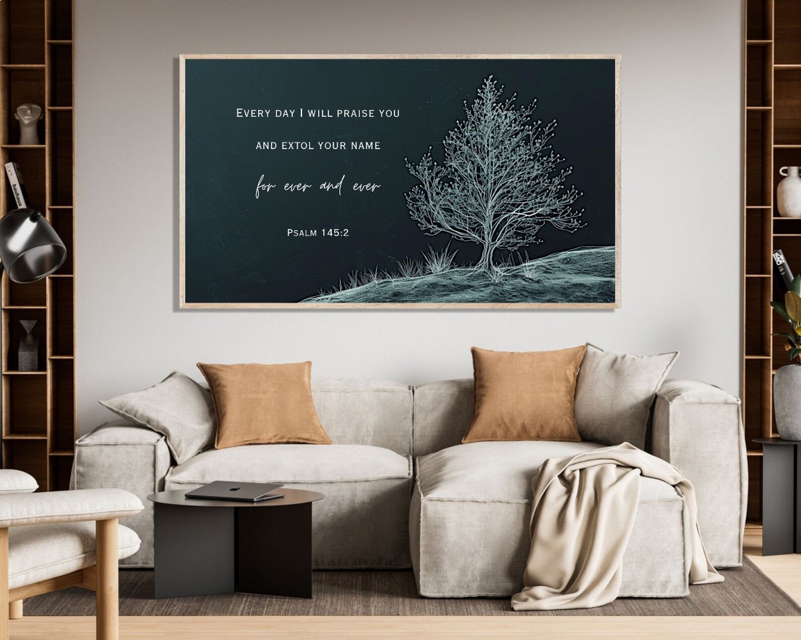 Psalm 145 2 Every Day I Will Praise You Tree Scripture Poster - Image 2