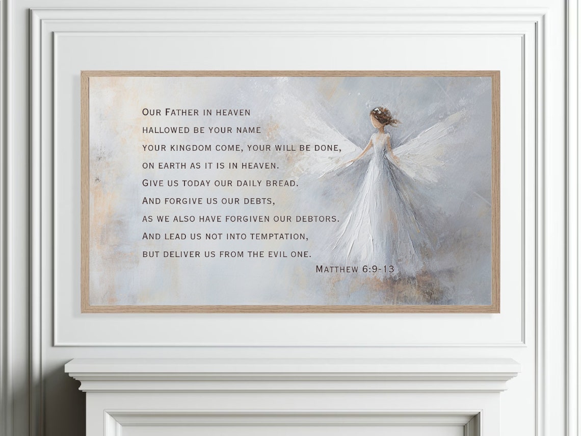 Frame Tv Christian Art Bible Verse Matthew 6 Scripture Your Kingdom Come Your Will Be Done Bible Quote Daily Bread Prayer Frame Tv - Image 4