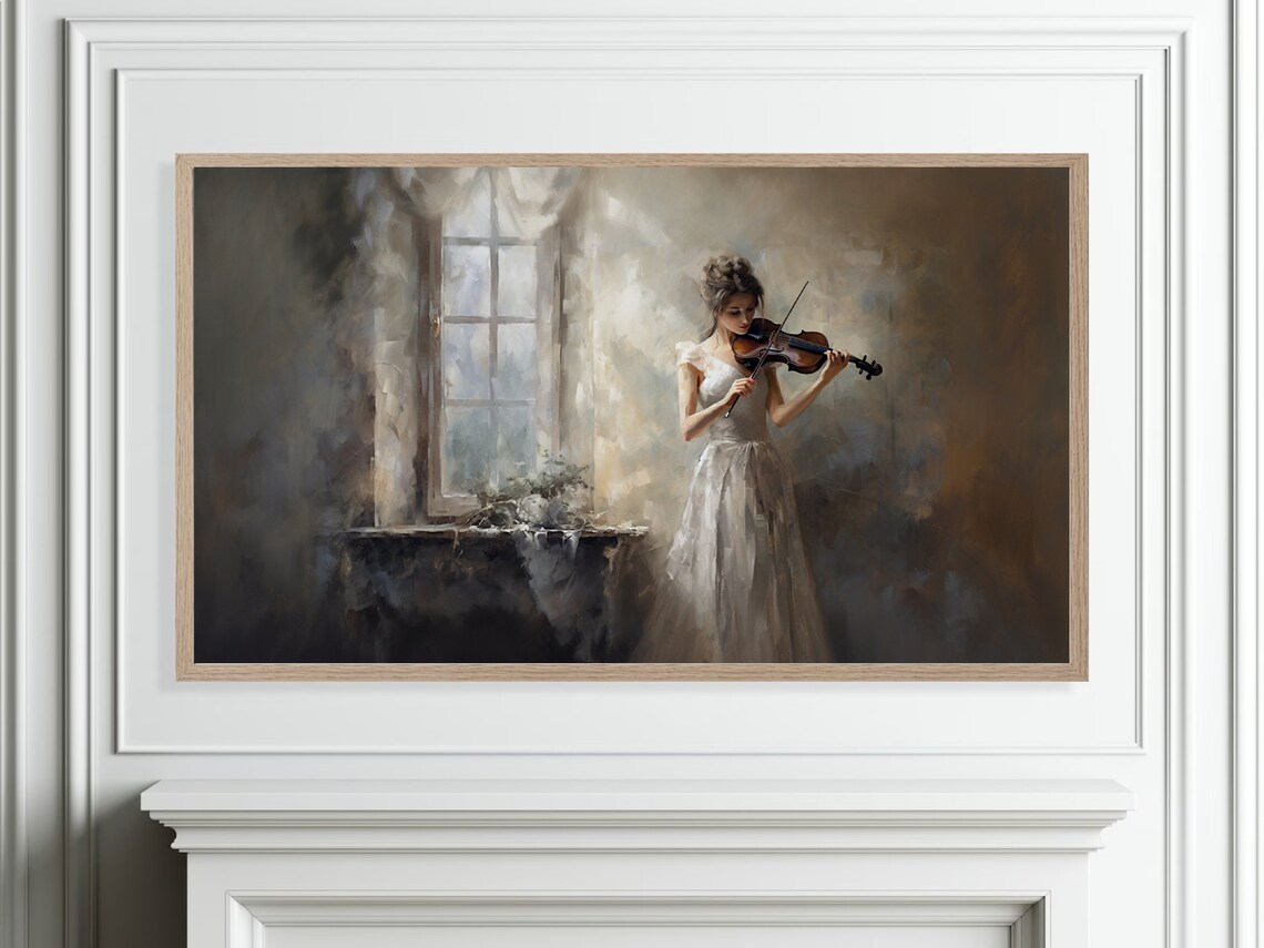 Woman Playing Violin, Moody Victorian Portrait Print - Image 4