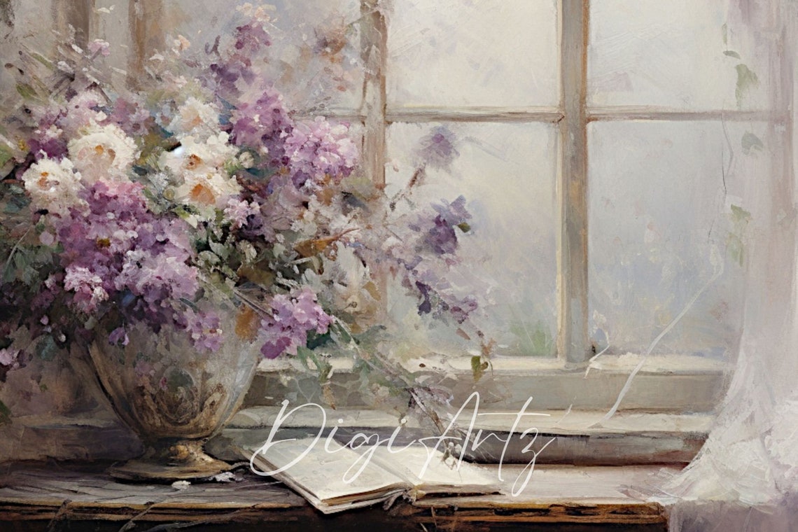 Lilac Bouquet by Bright Window Rustic Vintage Still Life Poster - Image 6