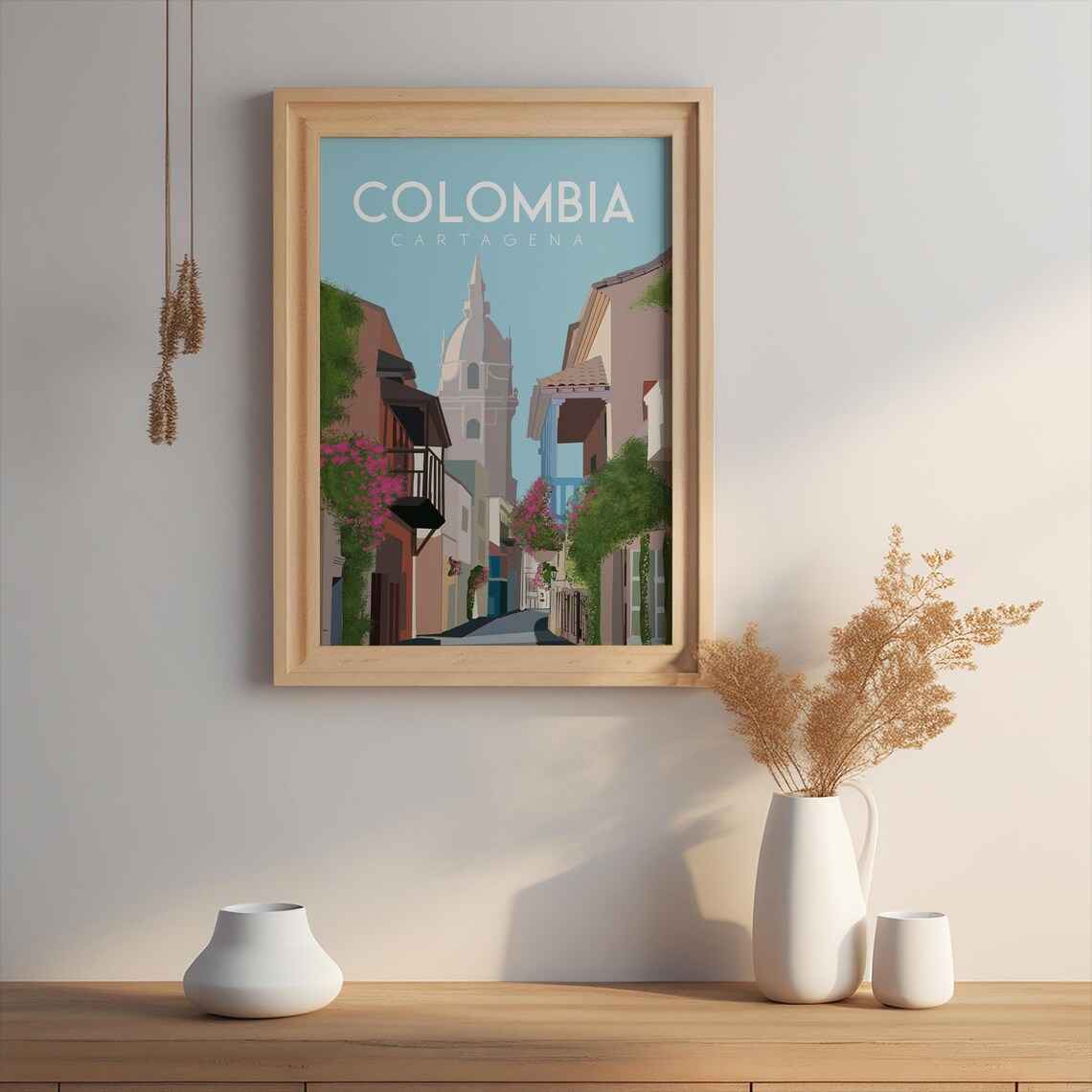 Cartagena Colombia Old Town Cathedral Street Scenic Travel Poster - Image 2