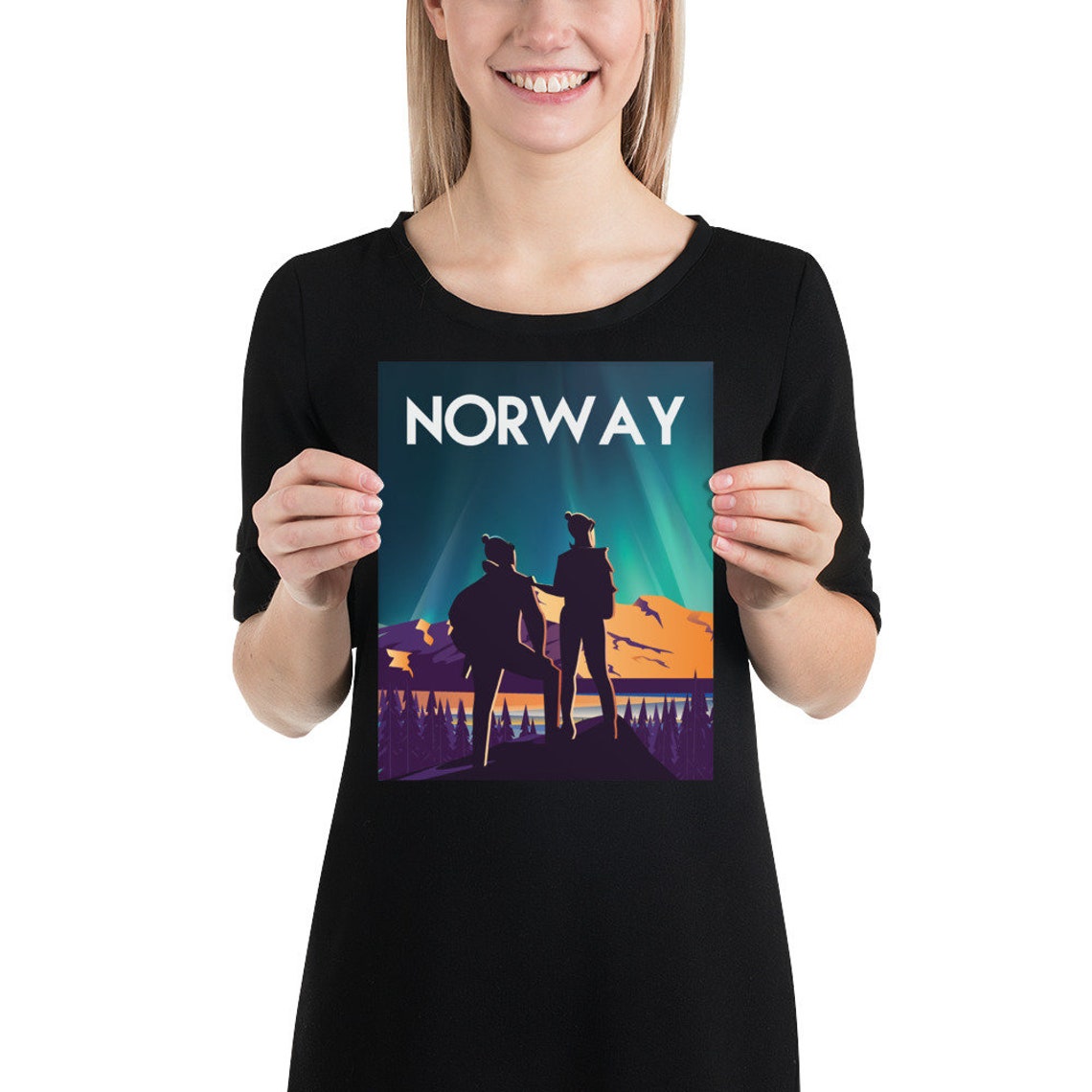 Norway Travel Poster Northern Lights Travel Poster City Art Cityscape Poster Sizes Inches 8x10 12x16 1218 1620 18x24 24x36 - Image 2