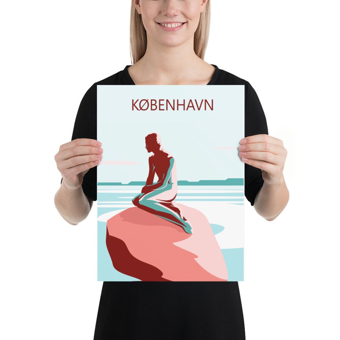 Copenhagen Little Mermaid Statue Denmark Scenic Travel Art Poster - Image 3