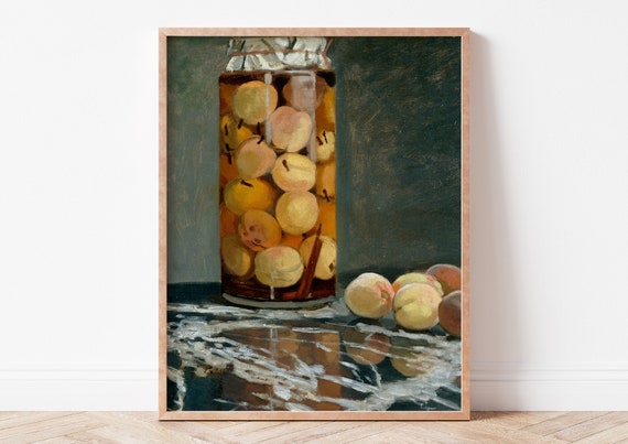 Art Print Claude Monet Minimalist Wall Vintage Home Decor Painting Poster Jar Of Peaches