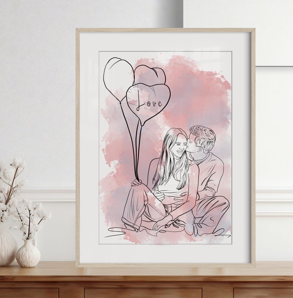 Custom Couple Line Art Personalized Girlfriend Gift Personalized Outline Drawing From Memories Line Art Portrait For Family One Line - Image 4